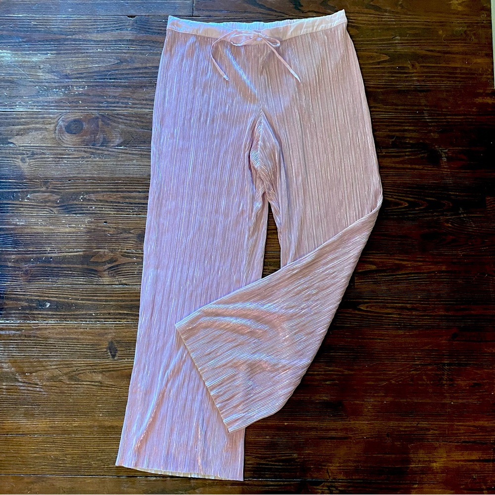 Victorias Secret Pink Pleated Lounge Pants XL Metallic Fairy Ballet Genie Girly
